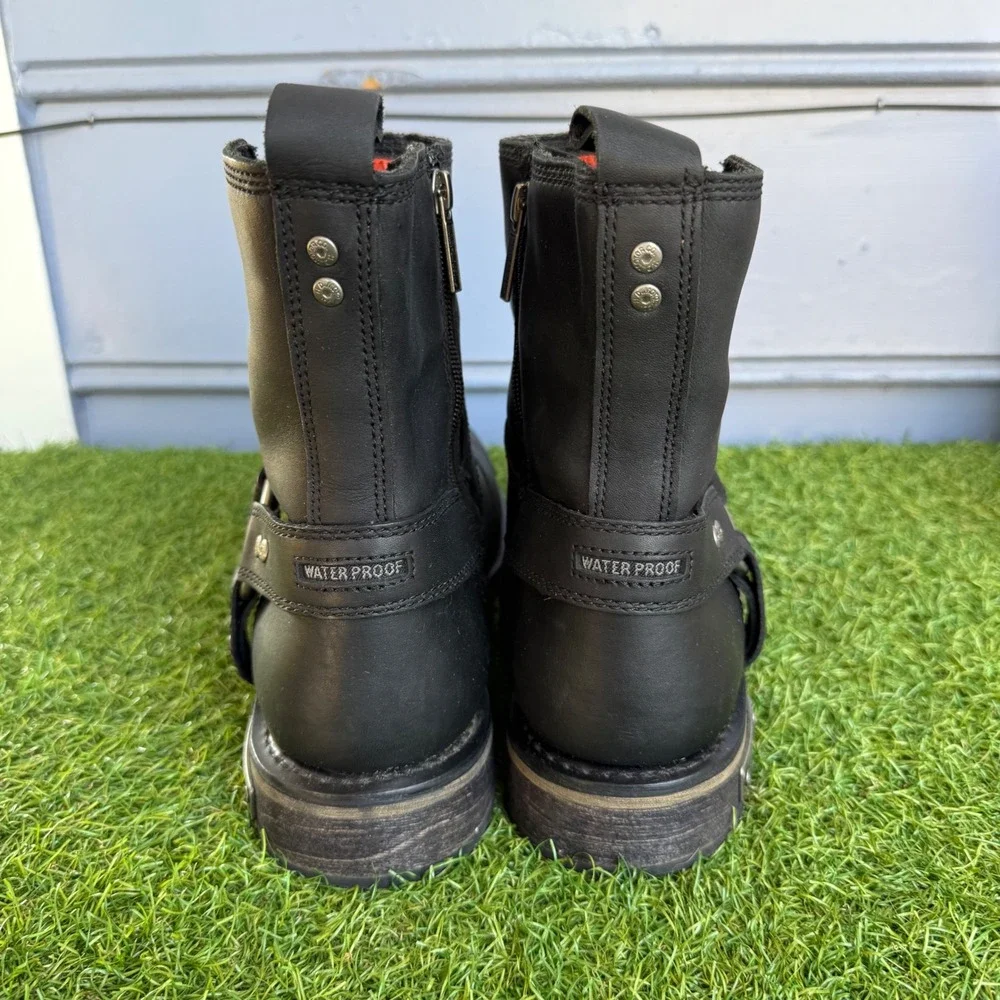 Harley Davidson Mens Conklin Waterproof Black Motorcycle Boots Size 12M Biker